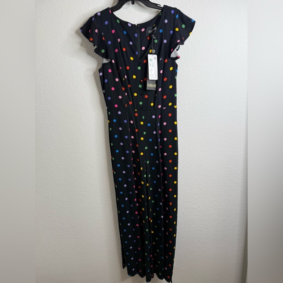NWT Collectif the Thelma retro rainbow polka dot jumpsuit Sz 4 - Picture 5 of 16